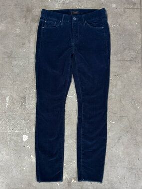 Mother Jeans Looker Ankle Fray Hopscotch Deep Blue Corduroy Womens Skinny Sz 26